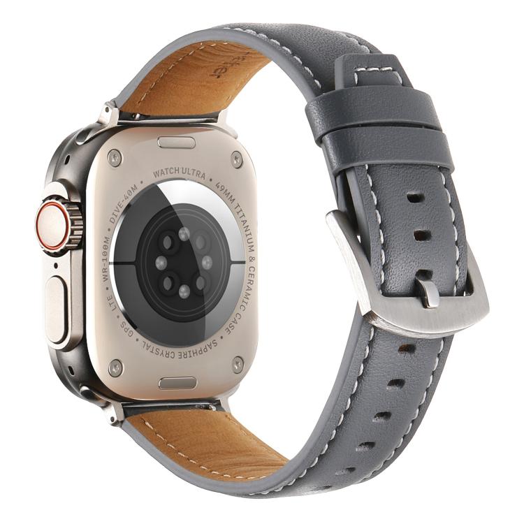 For Apple Watch 42mm / 41mm / 40mm / 38mm Kalebol Plain Genuine Leather Watch Band(Grey)