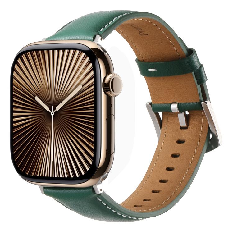 For Apple Watch 42mm / 41mm / 40mm / 38mm Kalebol Plain Genuine Leather Watch Band(Green)