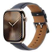 For Apple Watch 42mm / 41mm / 40mm / 38mm Kalebol Plain Genuine Leather Watch Band(Dark Blue)