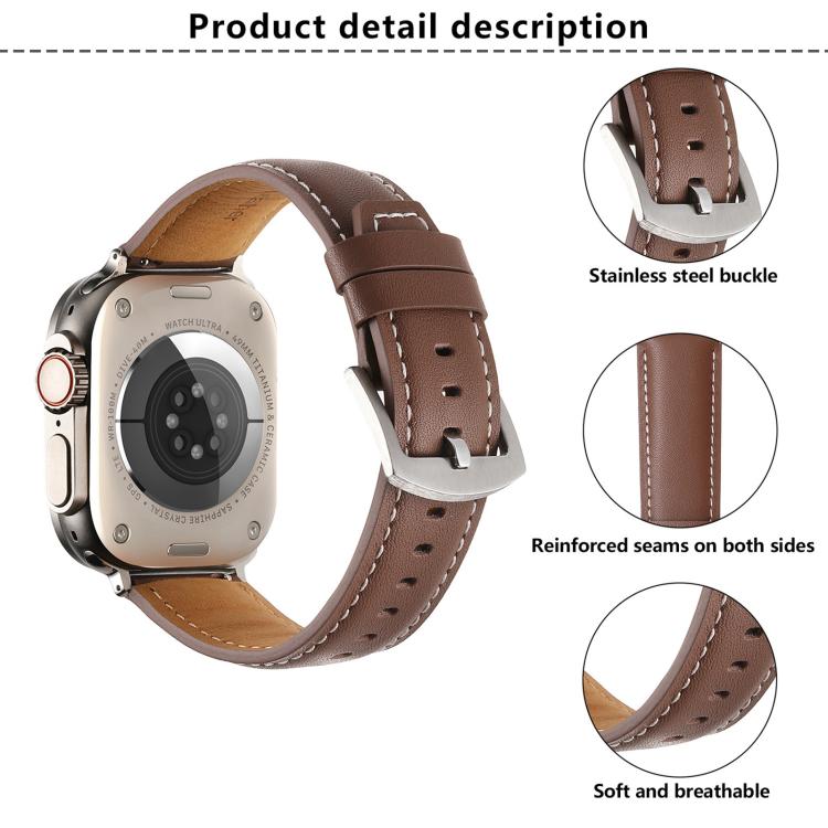 For Apple Watch 42mm / 41mm / 40mm / 38mm Kalebol Plain Genuine Leather Watch Band(Grey)