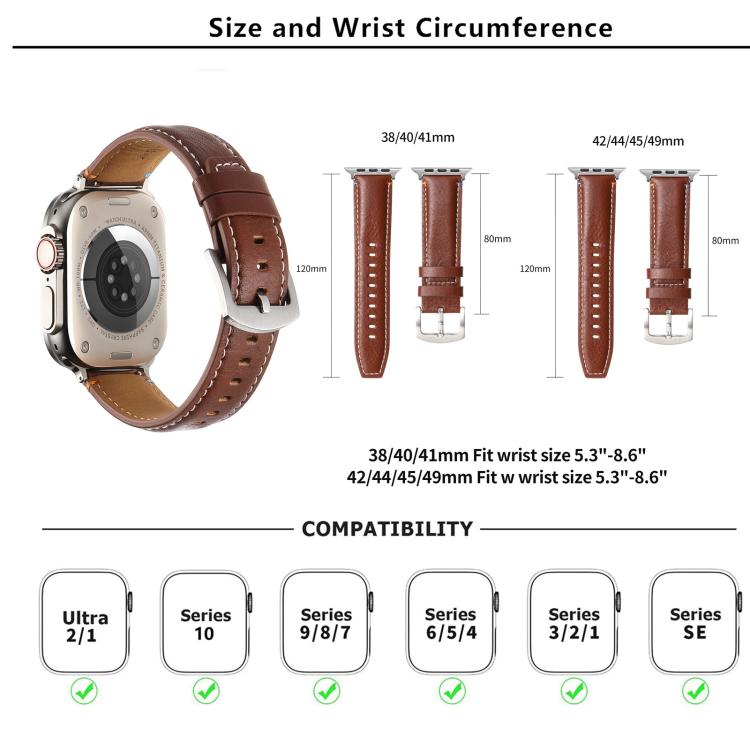 For Apple Watch 42mm / 41mm / 40mm / 38mm Kalebol Plain Genuine Leather Watch Band(Grey)