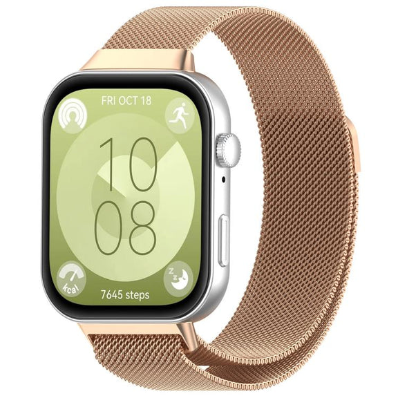 For Huawei Watch Fit3 Kalebol Milanese Stainless Steel Strap(Rose Gold)