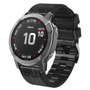 For Garmin QuickFit 22mm Kalebol Crocodile Texture Silicone Leather Watch Band(Black)