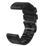 For Garmin QuickFit 22mm Kalebol Crocodile Texture Silicone Leather Watch Band(Black)