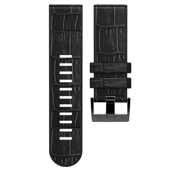 For Garmin QuickFit 22mm Kalebol Crocodile Texture Silicone Leather Watch Band(Black)