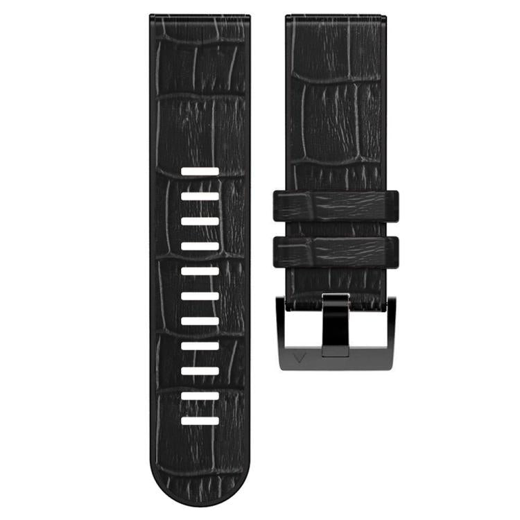 For Garmin QuickFit 22mm Kalebol Crocodile Texture Silicone Leather Watch Band(Black)