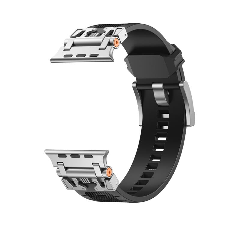 For Apple Watch 46mm / 49mm / 45mm / 44mm Kalebol Armor TPU Watch Band(Silver Black)