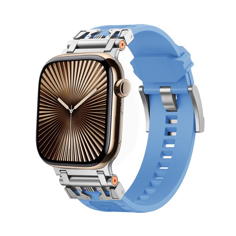 For Apple Watch 42mm / 41mm / 40mm / 38mm Kalebol Armor TPU Watch Band(Silver Light Blue)