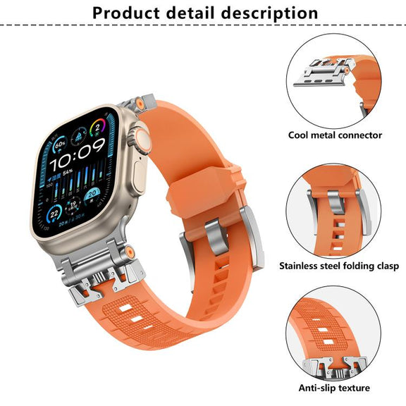 For Apple Watch 46mm / 49mm / 45mm / 44mm Kalebol Armor TPU Watch Band(Silver Light Blue)