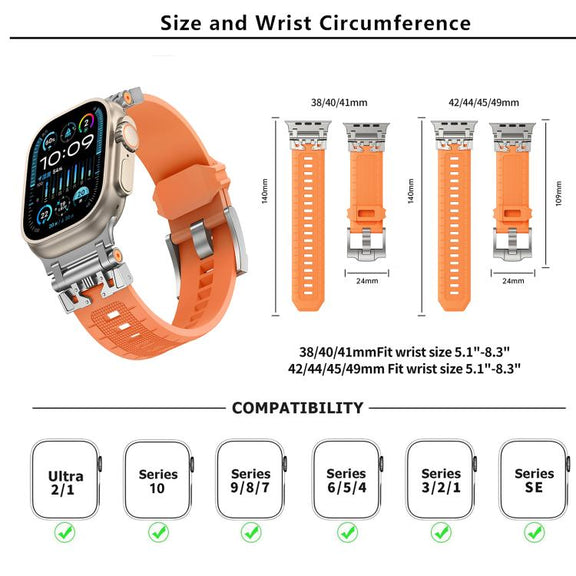 For Apple Watch 46mm / 49mm / 45mm / 44mm Kalebol Armor TPU Watch Band(Black)