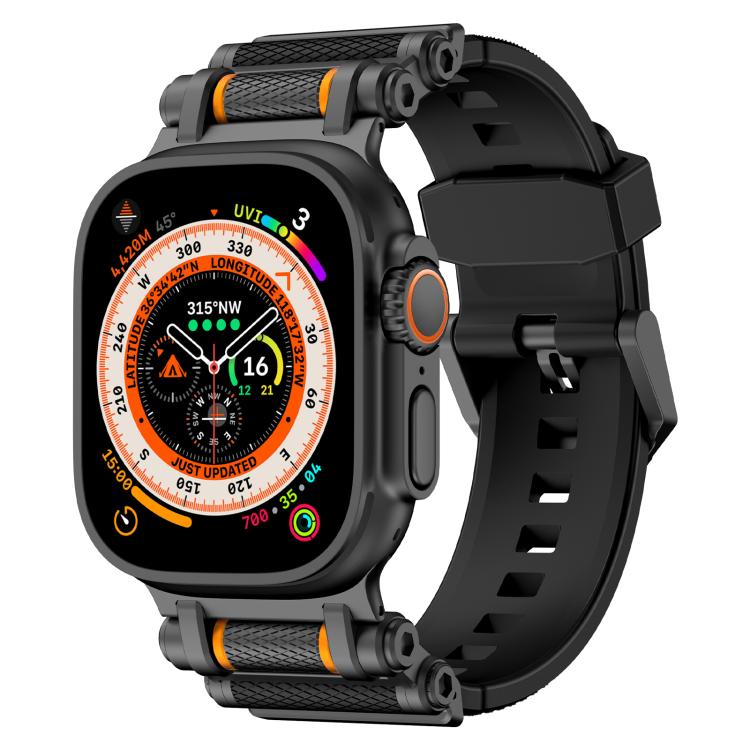 For Apple Watch 46mm / 49mm / 45mm / 44mm Armor Gear Silicone Watch Band(Black)