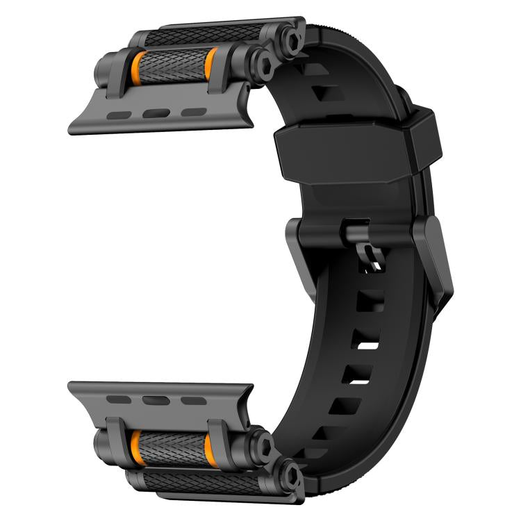 For Apple Watch 46mm / 49mm / 45mm / 44mm Armor Gear Silicone Watch Band(Black)