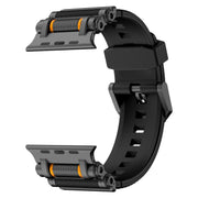 For Apple Watch 46mm / 49mm / 45mm / 44mm Armor Gear Silicone Watch Band(Black)