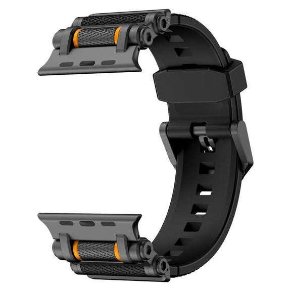 For Apple Watch 46mm / 49mm / 45mm / 44mm Armor Gear Silicone Watch Band(Black)