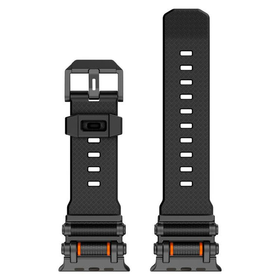 For Apple Watch 46mm / 49mm / 45mm / 44mm Armor Gear Silicone Watch Band(Black)