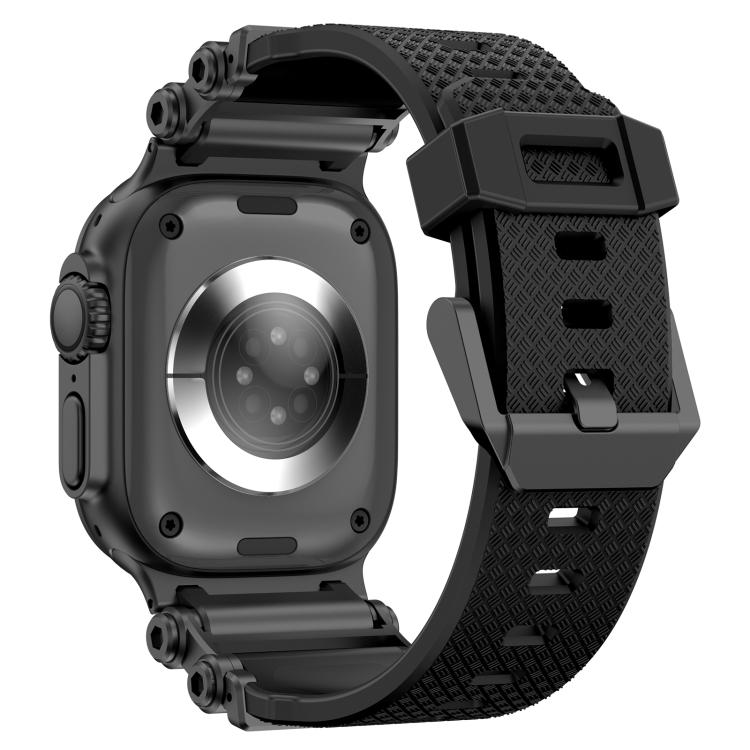 For Apple Watch 46mm / 49mm / 45mm / 44mm Armor Gear Silicone Watch Band(Black)