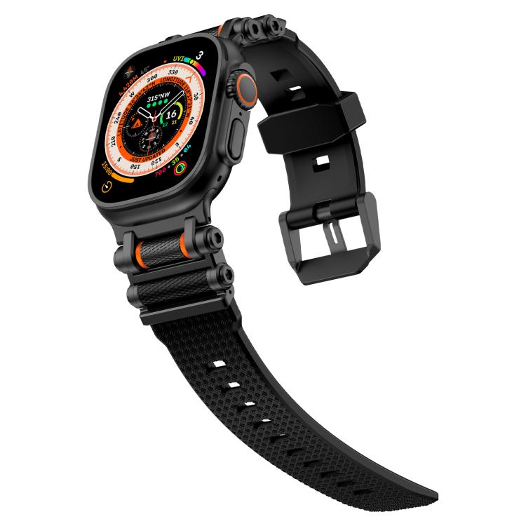For Apple Watch 46mm / 49mm / 45mm / 44mm Armor Gear Silicone Watch Band(Black)