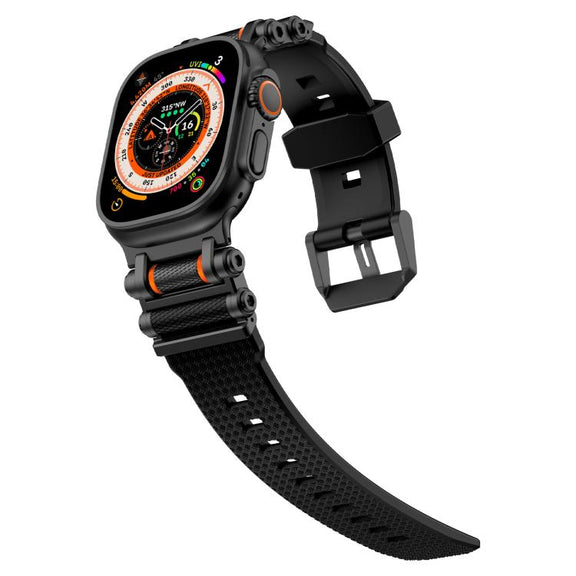 For Apple Watch 46mm / 49mm / 45mm / 44mm Armor Gear Silicone Watch Band(Black)