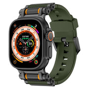 For Apple Watch 46mm / 49mm / 45mm / 44mm Armor Gear Silicone Watch Band(Black Green)
