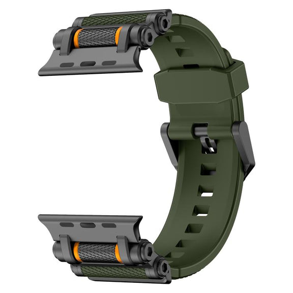 For Apple Watch 46mm / 49mm / 45mm / 44mm Armor Gear Silicone Watch Band(Black Green)