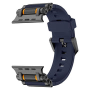 For Apple Watch 46mm / 49mm / 45mm / 44mm Armor Gear Silicone Watch Band(Black Blue)