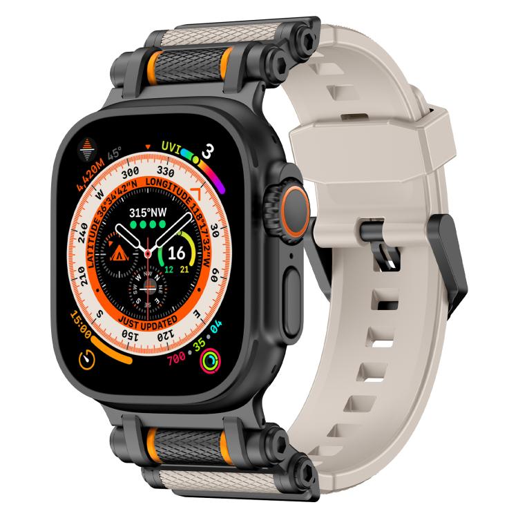 For Apple Watch 46mm / 49mm / 45mm / 44mm Armor Gear Silicone Watch Band(Black Starlight)