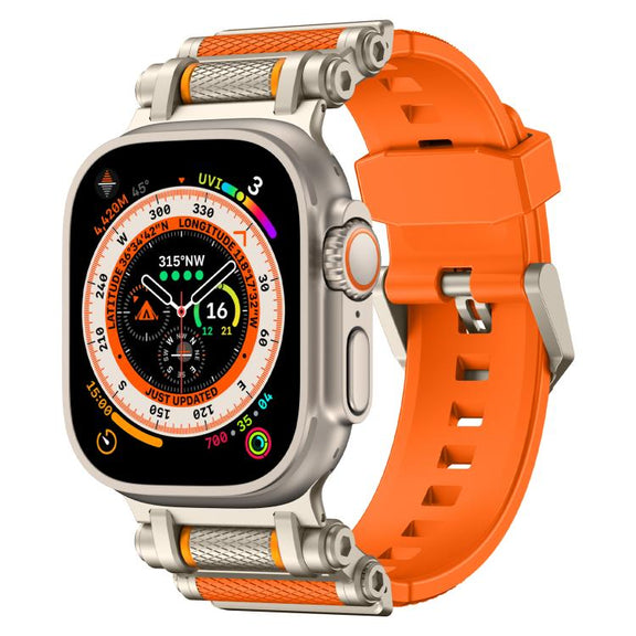 For Apple Watch 46mm / 49mm / 45mm / 44mm Armor Gear Silicone Watch Band(Titanium Orange)