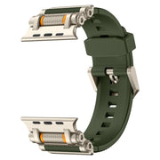 For Apple Watch 46mm / 49mm / 45mm / 44mm Armor Gear Silicone Watch Band(Titanium Green)