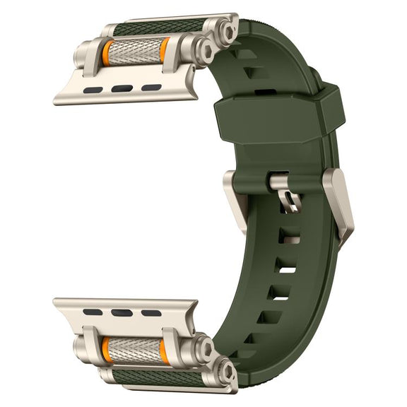 For Apple Watch 46mm / 49mm / 45mm / 44mm Armor Gear Silicone Watch Band(Titanium Green)