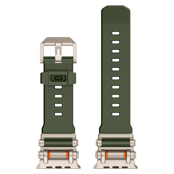 For Apple Watch 46mm / 49mm / 45mm / 44mm Armor Gear Silicone Watch Band(Titanium Green)