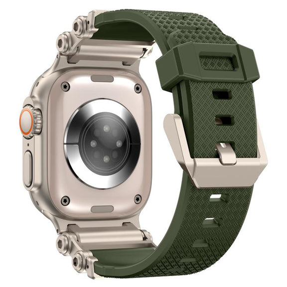 For Apple Watch 46mm / 49mm / 45mm / 44mm Armor Gear Silicone Watch Band(Titanium Green)