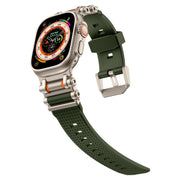 For Apple Watch 46mm / 49mm / 45mm / 44mm Armor Gear Silicone Watch Band(Titanium Green)