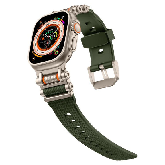For Apple Watch 46mm / 49mm / 45mm / 44mm Armor Gear Silicone Watch Band(Titanium Green)