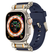 For Apple Watch 46mm / 49mm / 45mm / 44mm Armor Gear Silicone Watch Band(Titanium Blue)