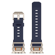 For Apple Watch 46mm / 49mm / 45mm / 44mm Armor Gear Silicone Watch Band(Titanium Blue)