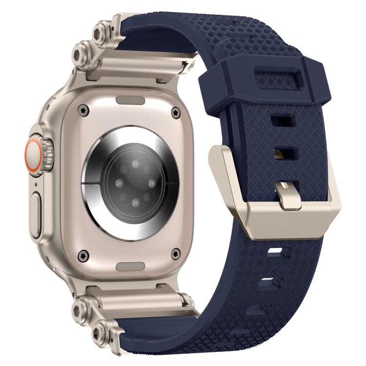 For Apple Watch 46mm / 49mm / 45mm / 44mm Armor Gear Silicone Watch Band(Titanium Blue)