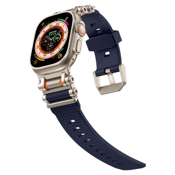 For Apple Watch 46mm / 49mm / 45mm / 44mm Armor Gear Silicone Watch Band(Titanium Blue)