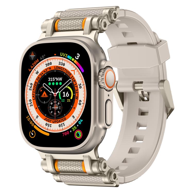 For Apple Watch 46mm / 49mm / 45mm / 44mm Armor Gear Silicone Watch Band(Titanium Starlight)