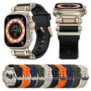 For Apple Watch 46mm / 49mm / 45mm / 44mm Armor Gear Silicone Watch Band(Black)