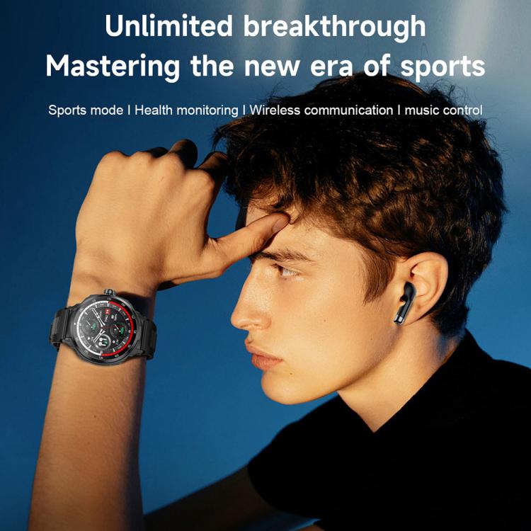 D11 1.46 inch 2 in 1 Bluetooth Earphone Smart Watch, Support Bluetooth Call / NFC / Heart Rate(Green)