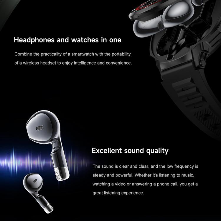 D11 1.46 inch 2 in 1 Bluetooth Earphone Smart Watch, Support Bluetooth Call / NFC / Heart Rate(Green)