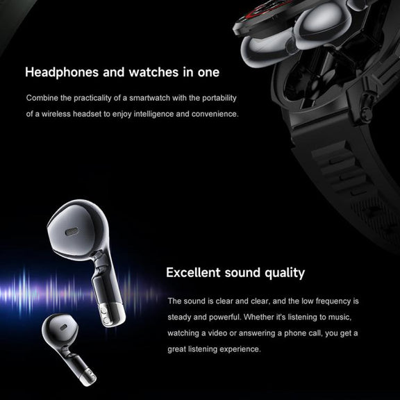 D11 1.46 inch 2 in 1 Bluetooth Earphone Smart Watch, Support Bluetooth Call / NFC / Heart Rate(Black)