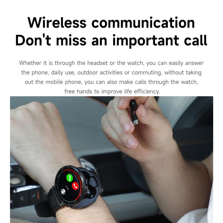 D11 1.46 inch 2 in 1 Bluetooth Earphone Smart Watch, Support Bluetooth Call / NFC / Heart Rate(Black)