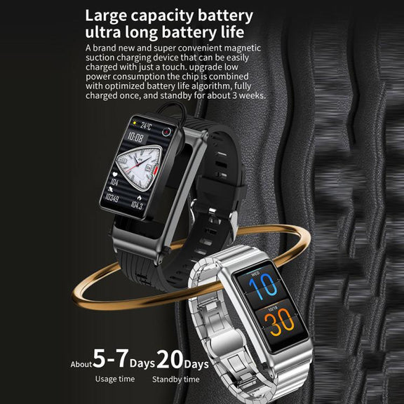 K80 1.57 inch Steel Band IP67 Earphone Detachable Smart Watch, Support Bluetooth Call(Gold)
