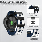 For Garmin QuickFit 22mm Kalebol Two-color Pin Silicone Watch Band(White Blue)