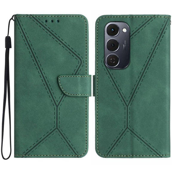 For Tecno Spark 40 Pro+ 4G Stitching Embossed Leather Phone Case(Green)