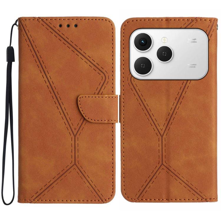 For Tecno Spark 40 4G Stitching Embossed Leather Phone Case(Brown)