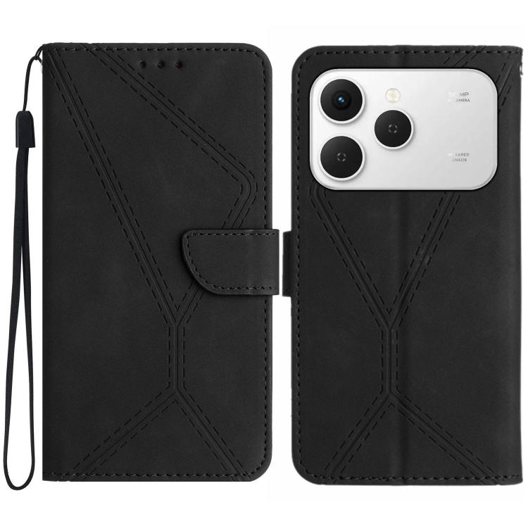 For Tecno Spark 40 4G Stitching Embossed Leather Phone Case(Black)