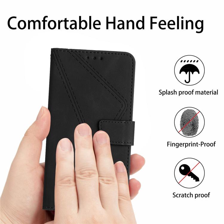 For Tecno Spark 40 4G Stitching Embossed Leather Phone Case(Black)