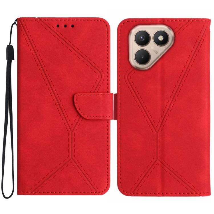 For Tecno Pova 7 4G Stitching Embossed Leather Phone Case(Red)